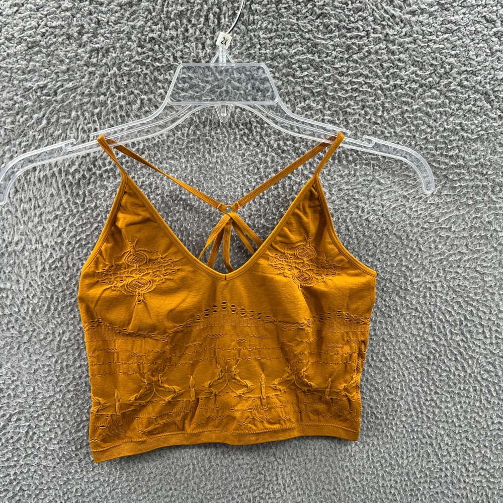 Women Boho Bralette Crop Tank Top M/L Seamless Strappy Layering Coquette Stretch